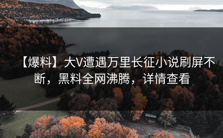 【爆料】大V遭遇万里长征小说刷屏不断，黑料全网沸腾，详情查看