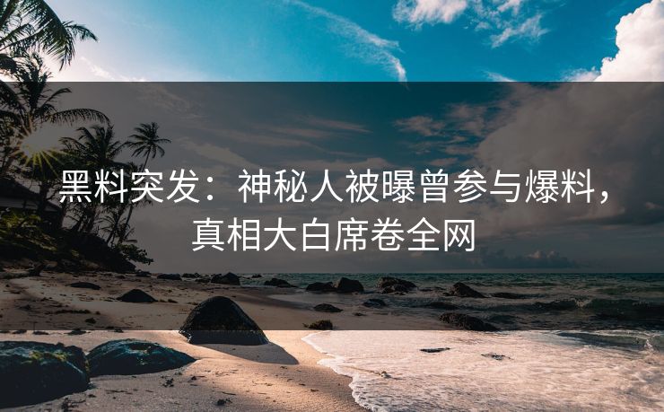 黑料突发：神秘人被曝曾参与爆料，真相大白席卷全网