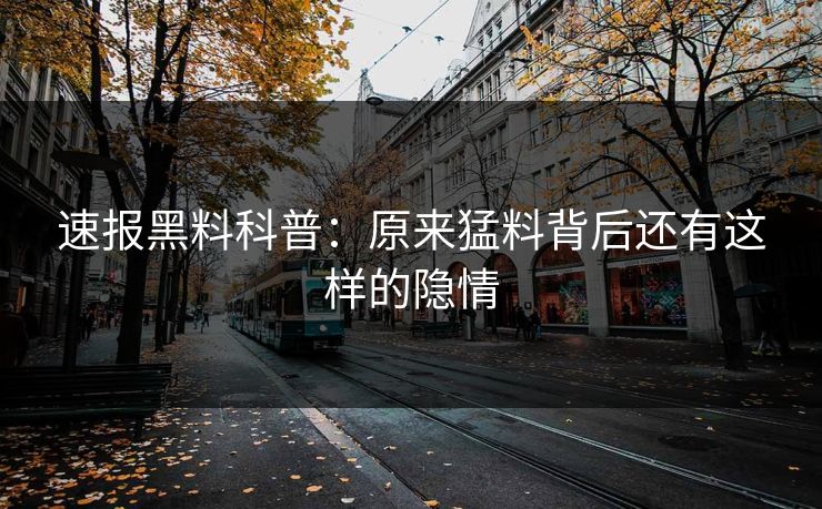 速报黑料科普：原来猛料背后还有这样的隐情