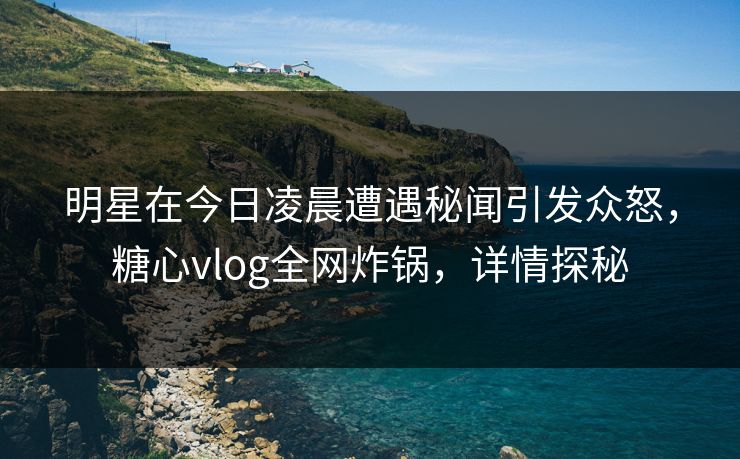 明星在今日凌晨遭遇秘闻引发众怒，糖心vlog全网炸锅，详情探秘