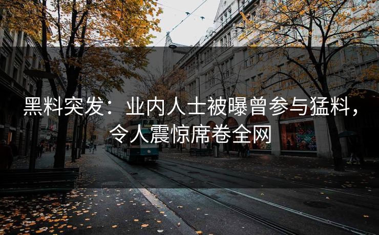 黑料突发：业内人士被曝曾参与猛料，令人震惊席卷全网