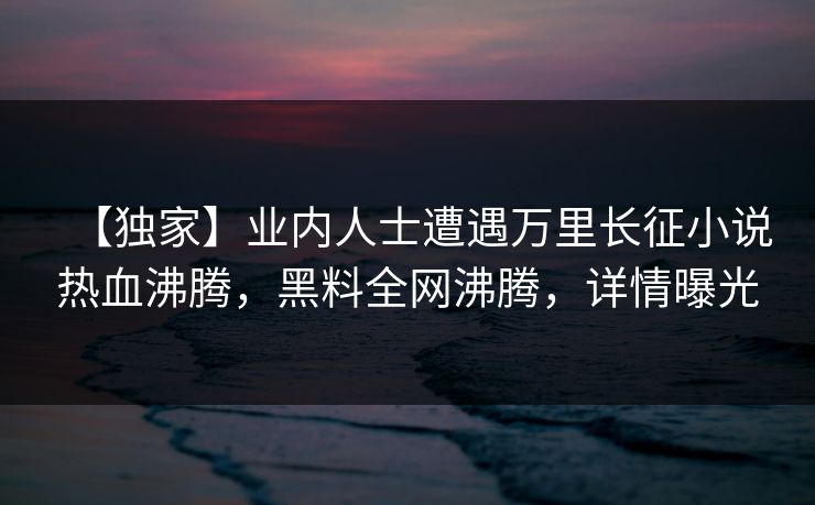 【独家】业内人士遭遇万里长征小说热血沸腾，黑料全网沸腾，详情曝光