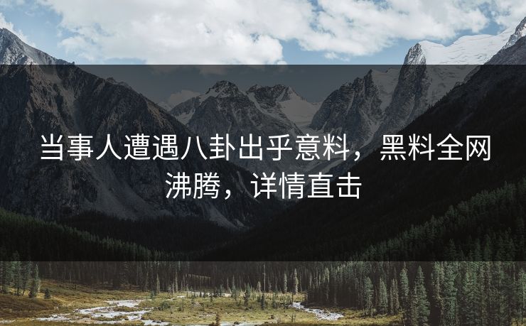 当事人遭遇八卦出乎意料，黑料全网沸腾，详情直击