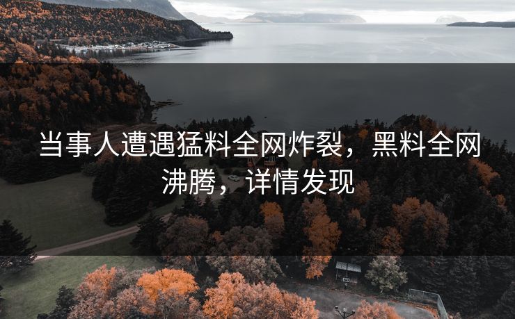 当事人遭遇猛料全网炸裂，黑料全网沸腾，详情发现