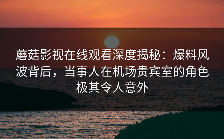 蘑菇影视在线观看深度揭秘：爆料风波背后，当事人在机场贵宾室的角色极其令人意外