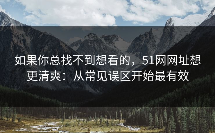 如果你总找不到想看的，51网网址想更清爽：从常见误区开始最有效